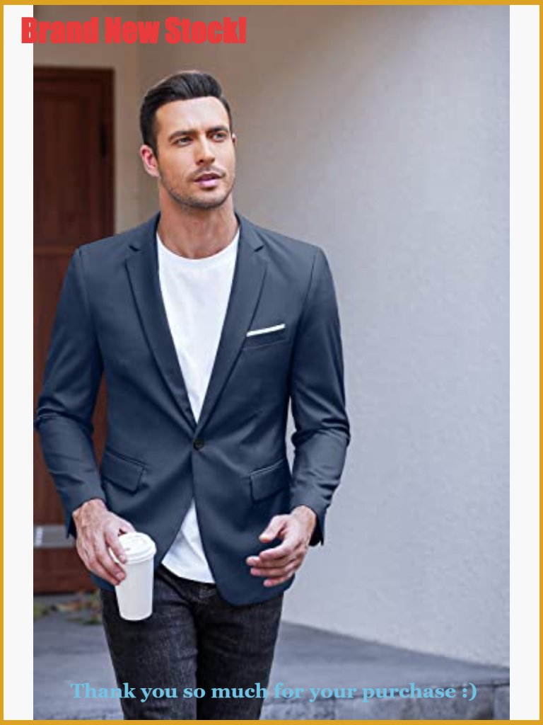 Slim Fit Casual Blazer Lightweight Sport Coat One Button